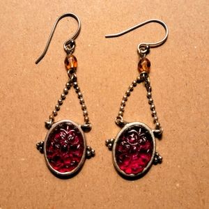 Scarab style red earrings